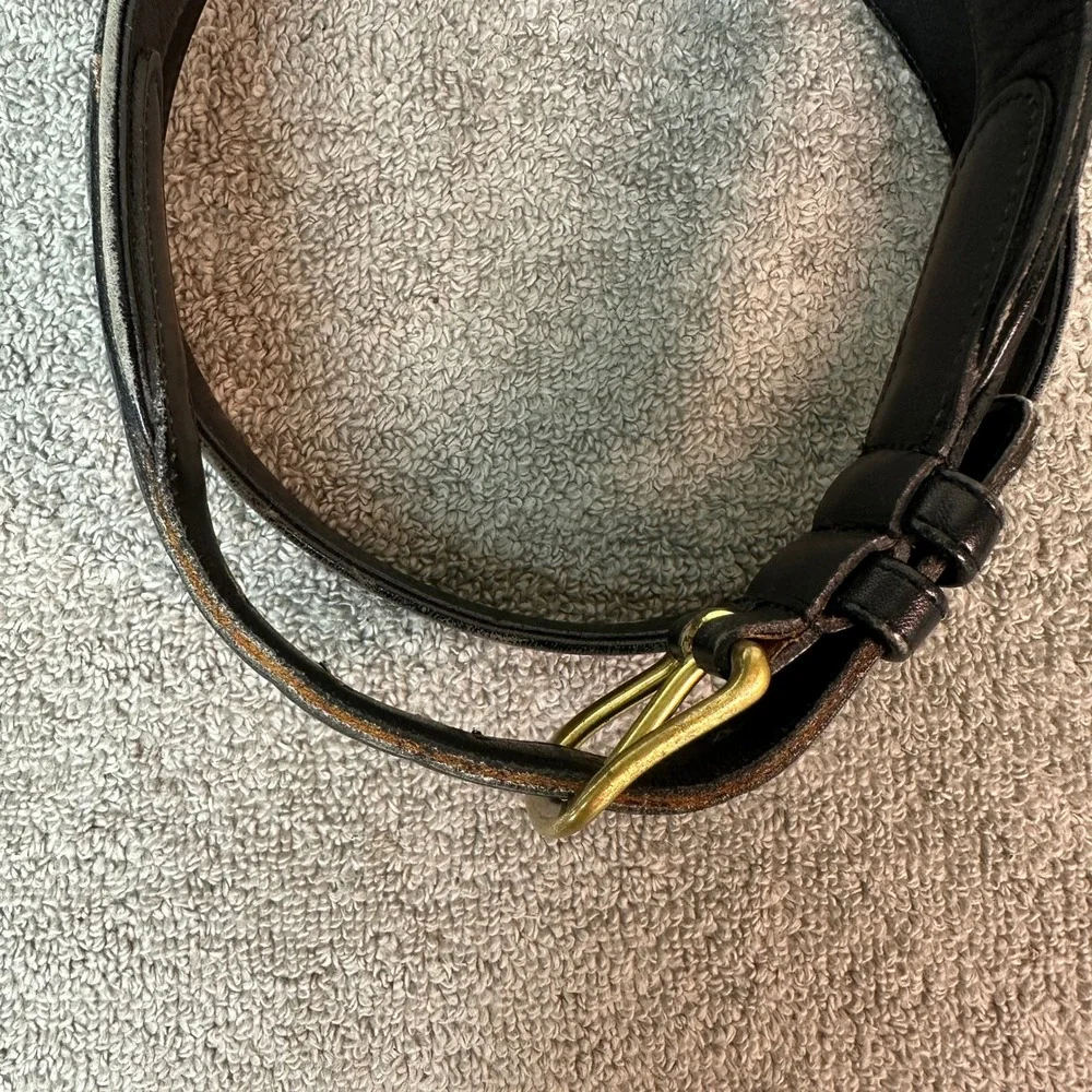 Vintage Coach 6300 Black Leather Belt Solid Brass Buckle Made in USA Mens 38